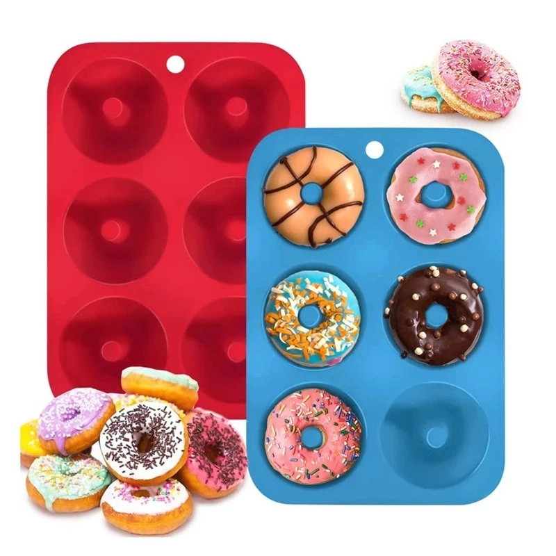 Donut Mold Silicone - 6 ثقوب سيليكون قالب دونات مقلاة